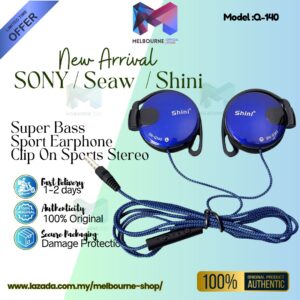 Shini S140 / SEAW MDR-Q140 Super Bass Sport Earphone Clip On Sports Stereo Bass Headset Ear