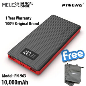 Pineng PN-963 Powerbank 10,000mAh Slim Design LED Screen-Black