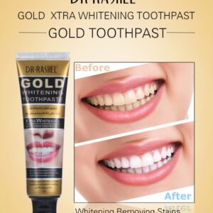 Dr.Rashel Gold Whitening Toothpaste Fresh Breath Stain Remover Brightening Teeth Dental Cream 120g DRL-1399