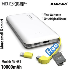 PINENG PN-955 10000mAh Lithium Polymer Power Bank - White