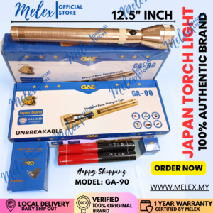 Japan Rechargeable Aluminum Flash Torch Light GA/DC-90 | Gold Color