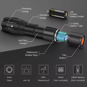 High lumens best waterproof tactical flashlights zoomable rechargeable penlight led flashlights torches
